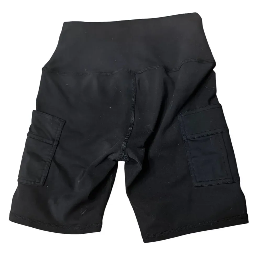 Alo Yoga High-Waist Biker Shorts Black Cargo Pocket Athletic 6.75” Inseam XS - Picture 3 of 4
